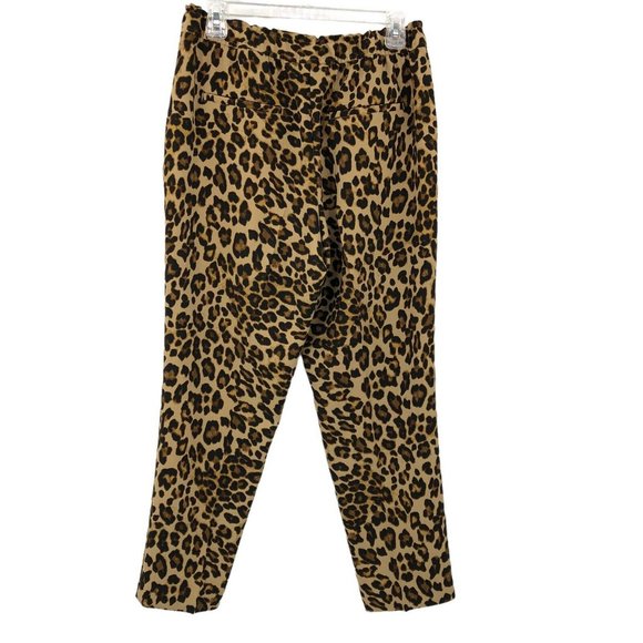 H & M Leopard Print Pull On Pants Elastic Waist Ankle Length Sz 6 Animal - Picture 2 of 12